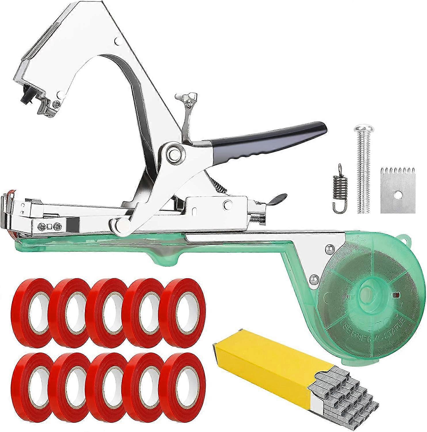 Plant Binding Tool, Plant Binding Machine Tapener Tool With 10 Rolls Of Tape And 10000 Staples, Hand Binding Machine For Climbing Plants, Tomatoes, Gr