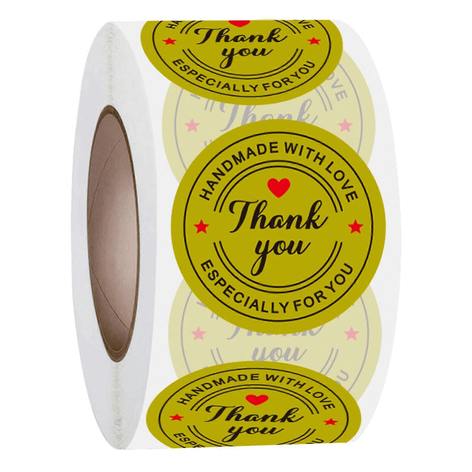500 Kit Handmade with Love Thank You Stickers with Black Font Red Heart Labels for Small Business Owner Customer Package