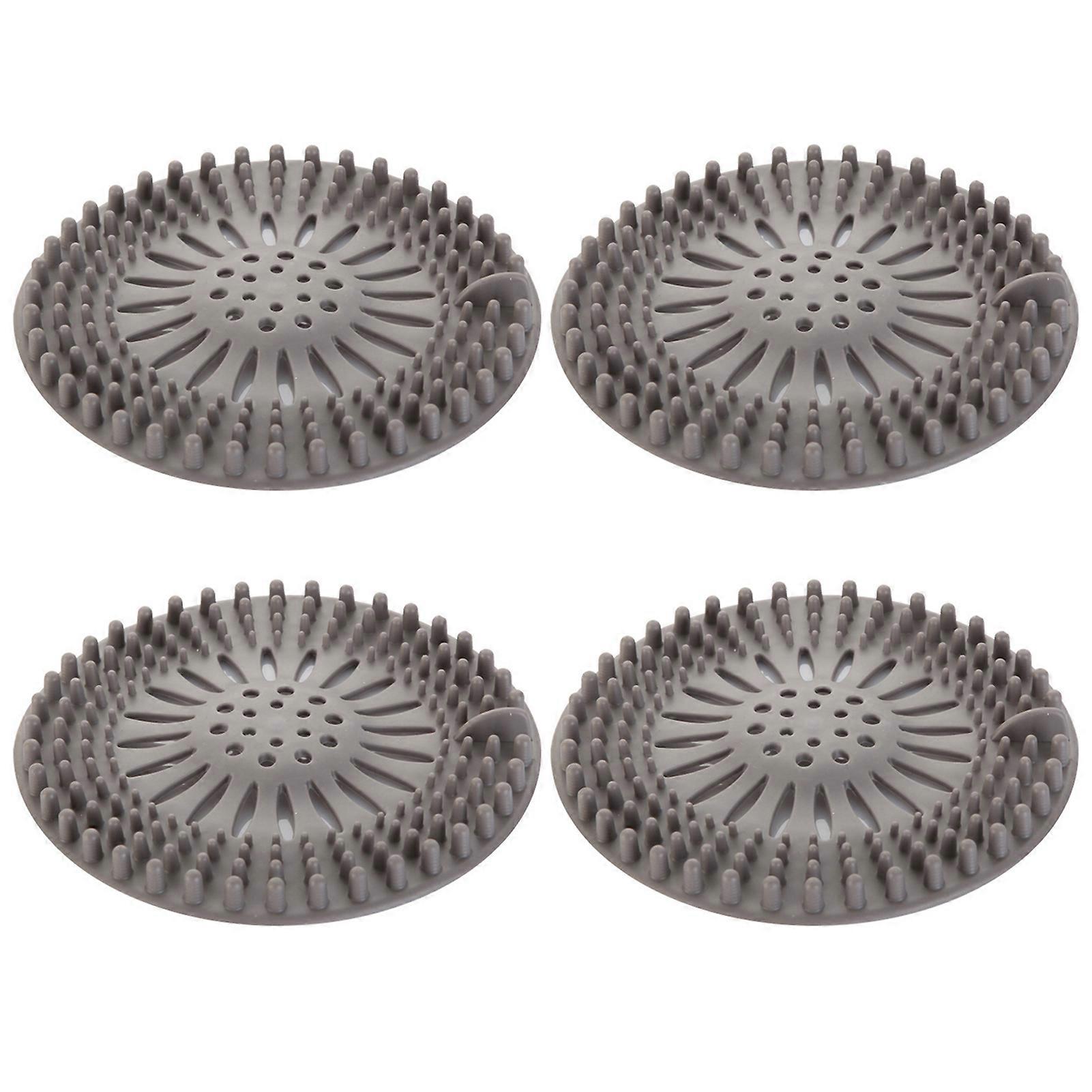 4Pcs Floor Drain Cover Silicone Round Drain Hair Catcher Easy Installation Non-Slip Floor Drain Sink Filter Cover