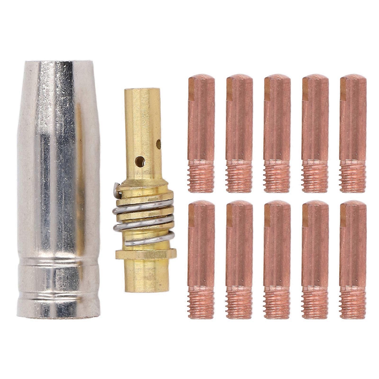 12Pcs Welding Gun Contact Tip MIG MAG 0.8x25mm M6 Gas Nozzle Replacement Set Kit