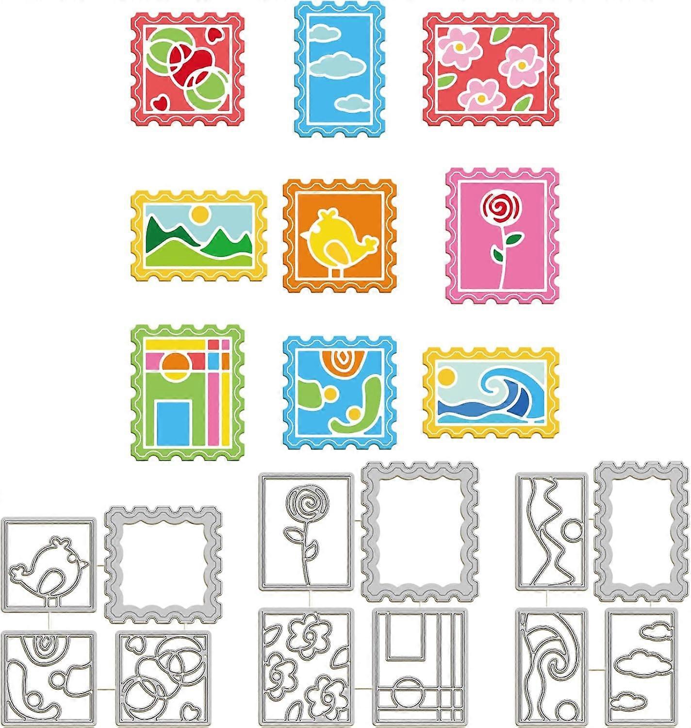 Abstract Stamp Frame Metal Die Cuts Postage Cut Dies Metal Stencils for Card Making Embossing Tool Stencil Scrapbooking DIY Etched Craft Dies Album Ca