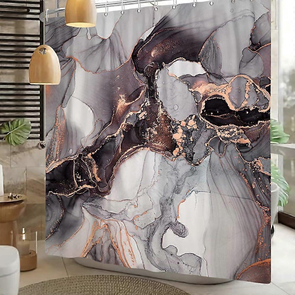 Black Grey Marble Shower Curtain for Bathroom Abstract Watercolor Ink Cloth Bathtub Curtains Fabric Waterproof Home Decorative Curtain with Hooks 60x7