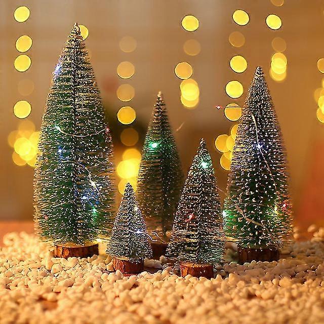 Mini Christmas Trees With Wood Base Artificial Mini Pine Home Party Decoration
