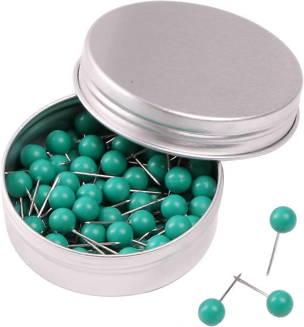 100PCS 1/4 Inch Small Round Head Map Tacks Pins for Home Office Bulletin Cork Board Use and DIY Craft Project (Green)