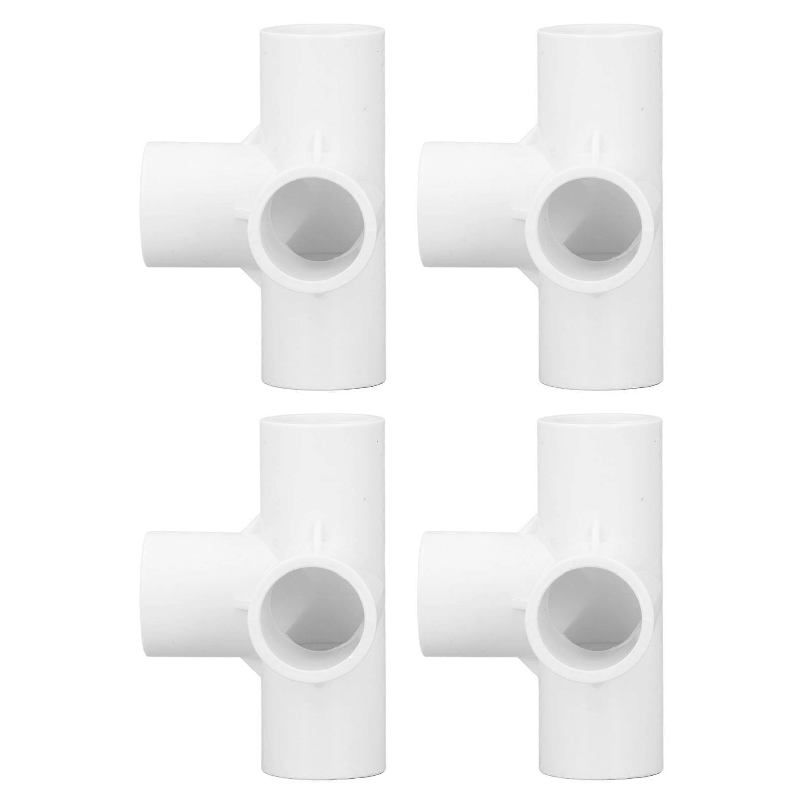 PVC Fitting Elbow Pipe Connector 4 Way - Set of 10 (25mm Outlet) for Furniture Connection - White