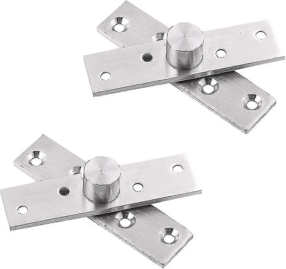 Set Of 2 Stainless Steel 360 Degree Pivot Door Hinges With Fixing Screws 75 X 17mm