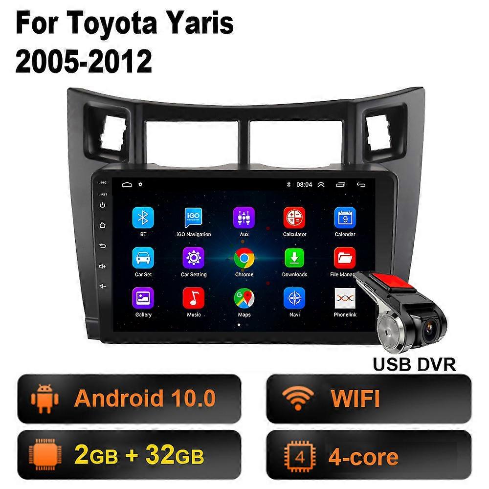 Toyota Yaris 2007 Radyo Fasya Araba Radyosu 2005 - 2012 Android GPS Navigator 2 Din carplay stereo için 4G + 64G Araba Multimedya Oynatıcı