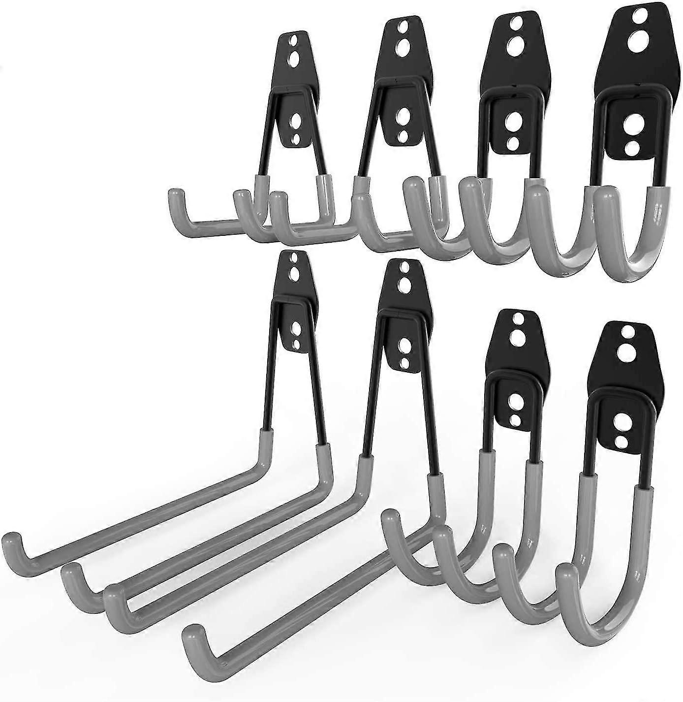 8pcs Storage Hook Utility Hooks, U-shaped Tool Holder Hook With Anti-slip Coating, Steel Utility Storage Garage Double Hooks