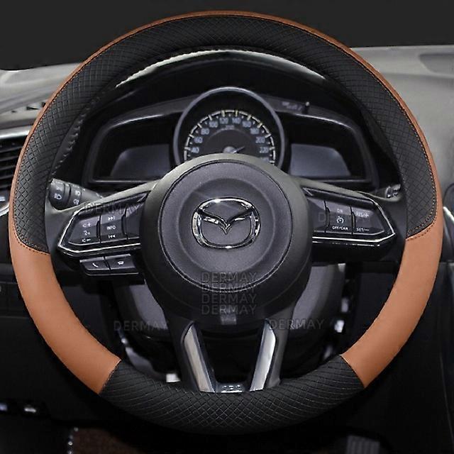 PU läder bil ratt kåpa för CX-3 CX-4 CX-5 CX-7 CX-9 Mazda 3 Axela 6 GH Gj Demio Anti-Slip Funda Volante