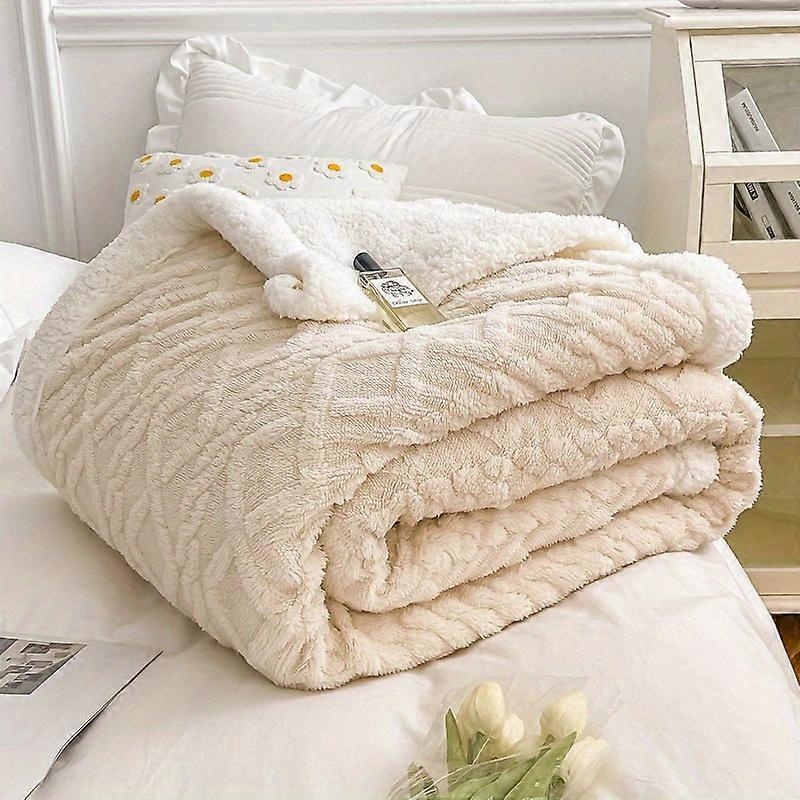 1pc Thick Double-layer Jacquard Velvet Blanket for Single Bed, Perfect for Air Conditioning, Soft and Warm