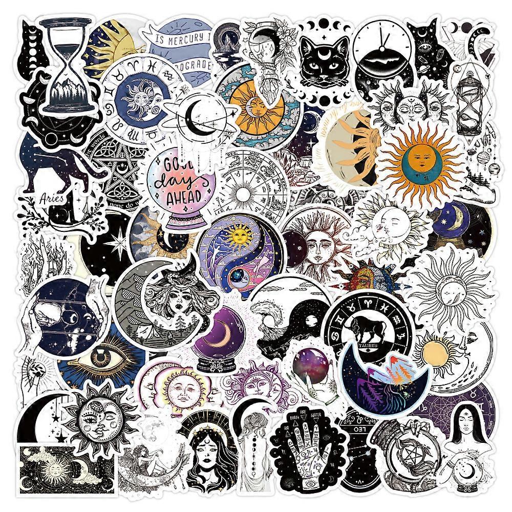 60pcs神秘的な占星術ステッカーパック防水ビニールビンテージバンパーステッカーラップトップコンピューターカースケートボードウォーターボトルトラベルケースに最適