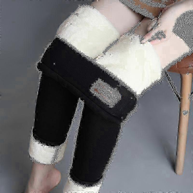 Winter Sherpa Fleece Lined Leggings For Women, High Waist Stretchy Thick Cashmere Leggings Plush Warm Thermal