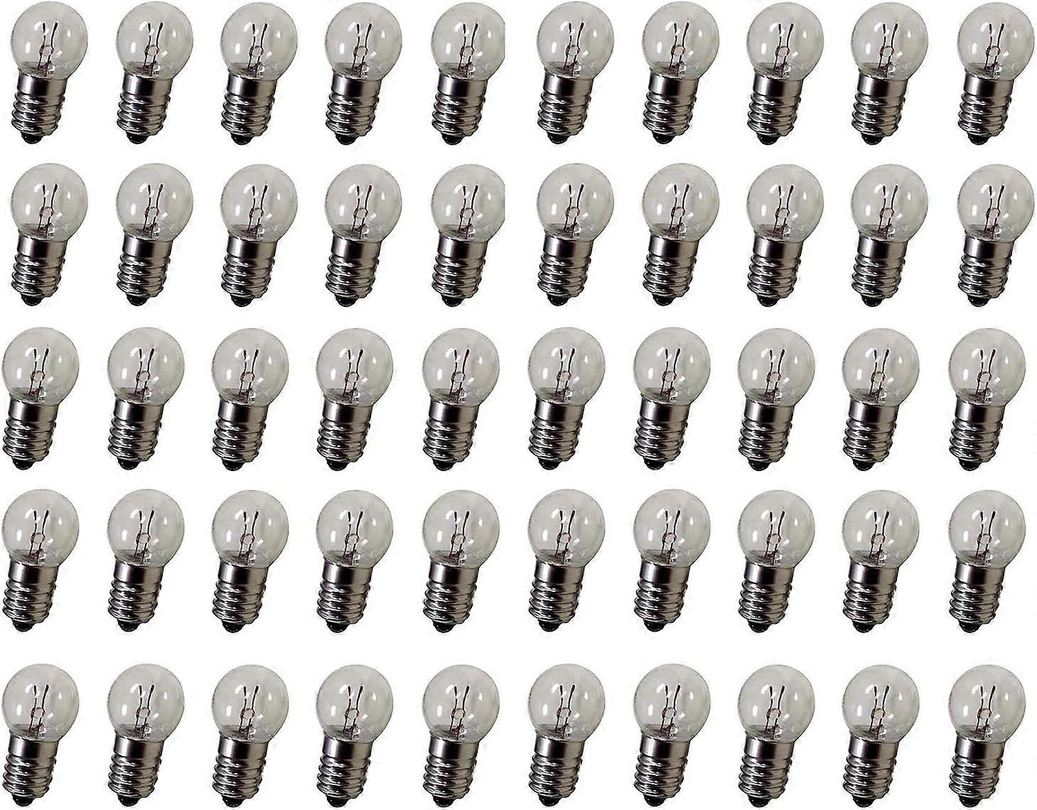DC 50pcs E10 2.5V 0.3A Warm White Miniature Light Bulb Screw Base