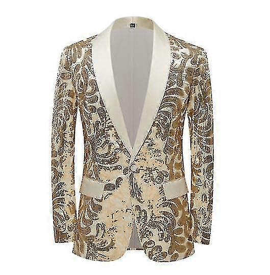 Men's Shiny Sequins Blazer Floral Suit Jacket Stylish Tuxedo For Party,wedding,banquet,prom