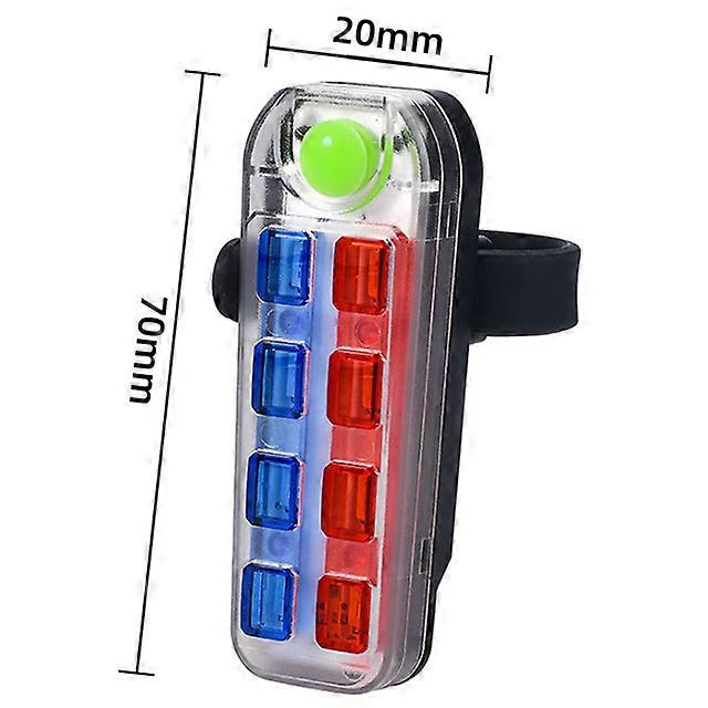 Bicycle Parts Bicycle Rear Light 8 LED Red Blue Shoulder Police Light USB Rechargeable MTB Flashing Warning Safety Torch Bike Accessories