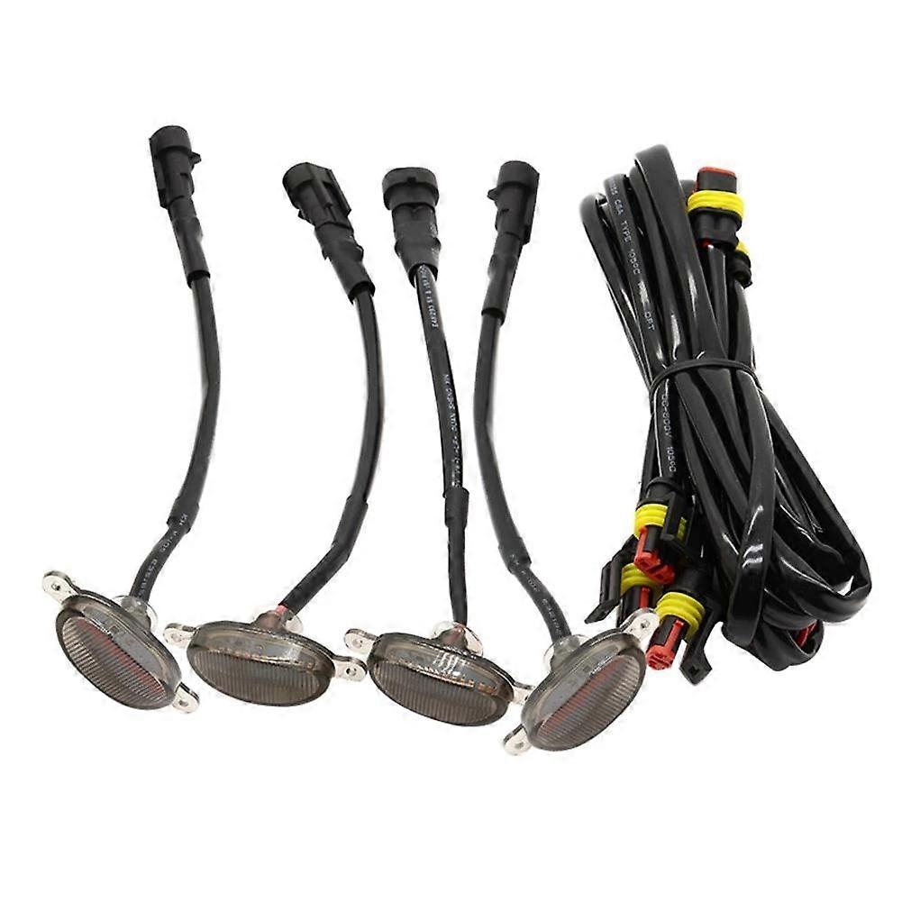 4x Smoked Lens Amber Car Light LED Front Grille Running Lights for Modify Off-road Vehicles