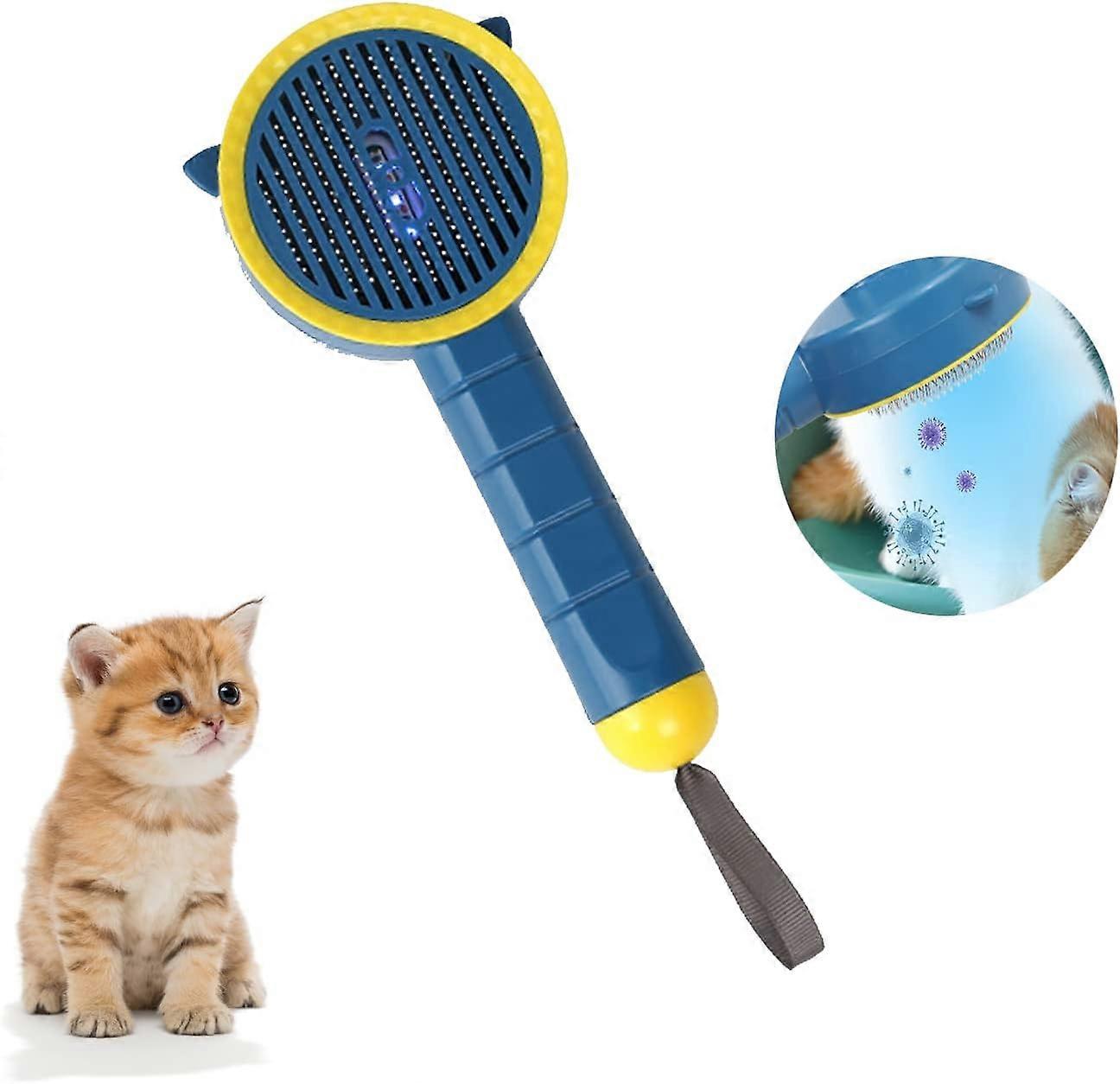 Pet Grooming Brush, 2 in 1 UV Light Sterilization Quick Cleaning of The Brush,with Wood's Lamp Cat Ringworm Detector