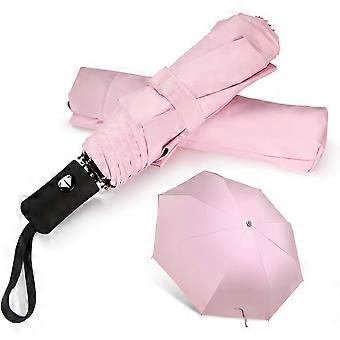 Rejseparaply Kompakt Folde Parasoller Lysvægt Auto Åben Luk til Kvinder Parasol Pink