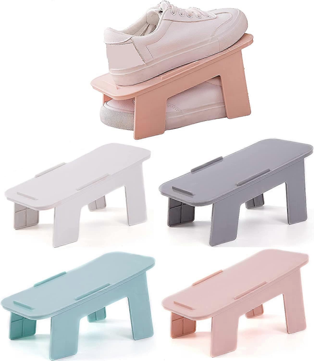 Shoe Slots Organizer 4 Pack, Double Layer Stack Shoe 50% Space-Saving Storage Shoe Rack