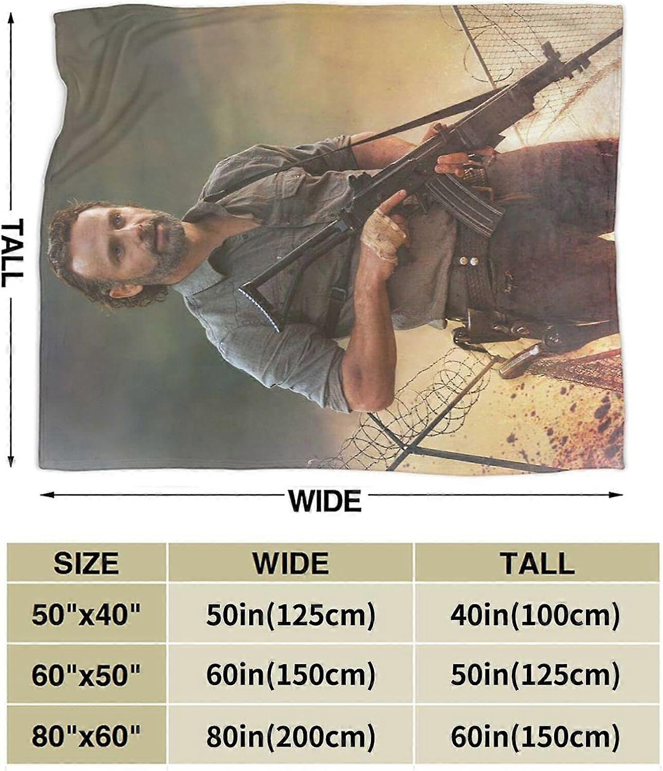 Andrew Lincoln Blanket Rick Grimes Ultra-Soft Flannel Blanket 3D Print Fluffy Plush Blanket Bedding Decor Throw Blanket for Living Room Bedroom Dorm D