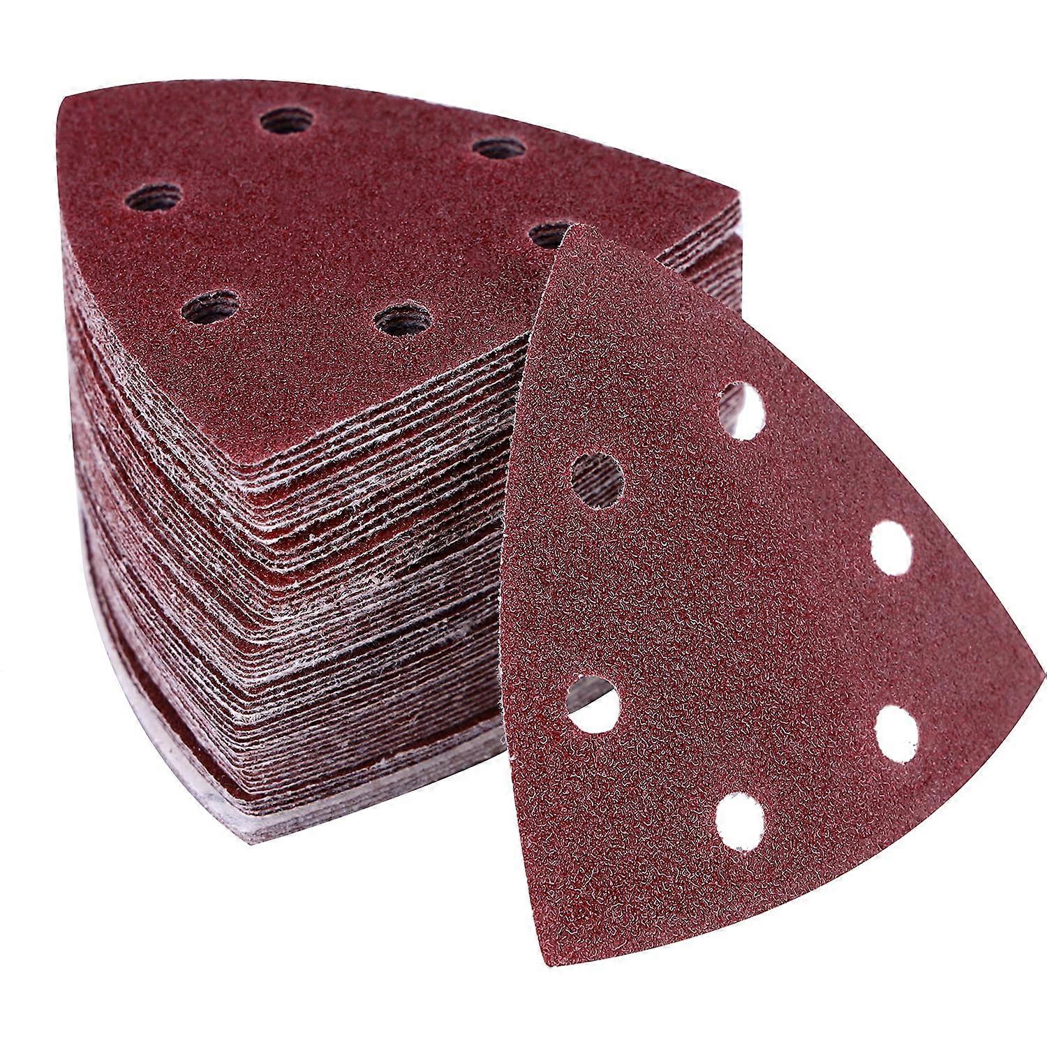 Augro Carta vetrata 60pcs per levigatrice triangolare, carta vetrata a 6 fori per levigatrice Delta Carta da carteggiatura 90x90x90 mm, carta abras...