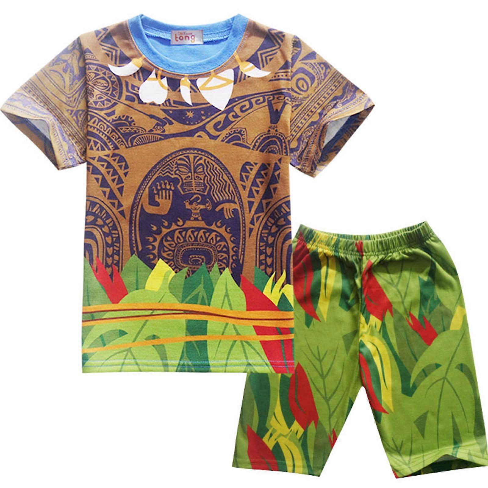 3-10 Yaş Çocuk Moana Maui Kısa Kollu T-Shirt Şort Takımları