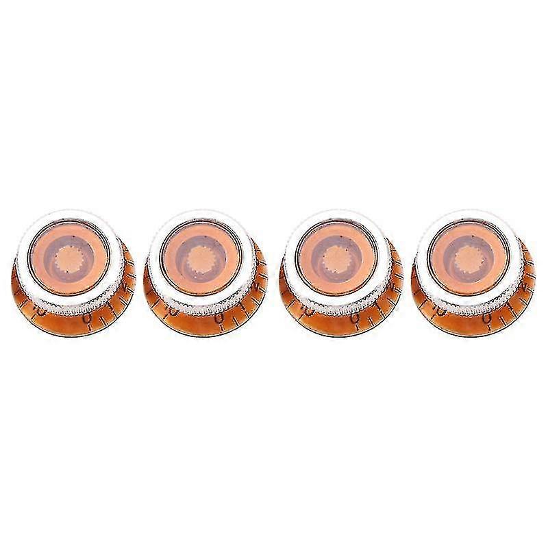4pcs Guitar Tone And Volume Speed Control Knobs Top Hat For Lp ,amber