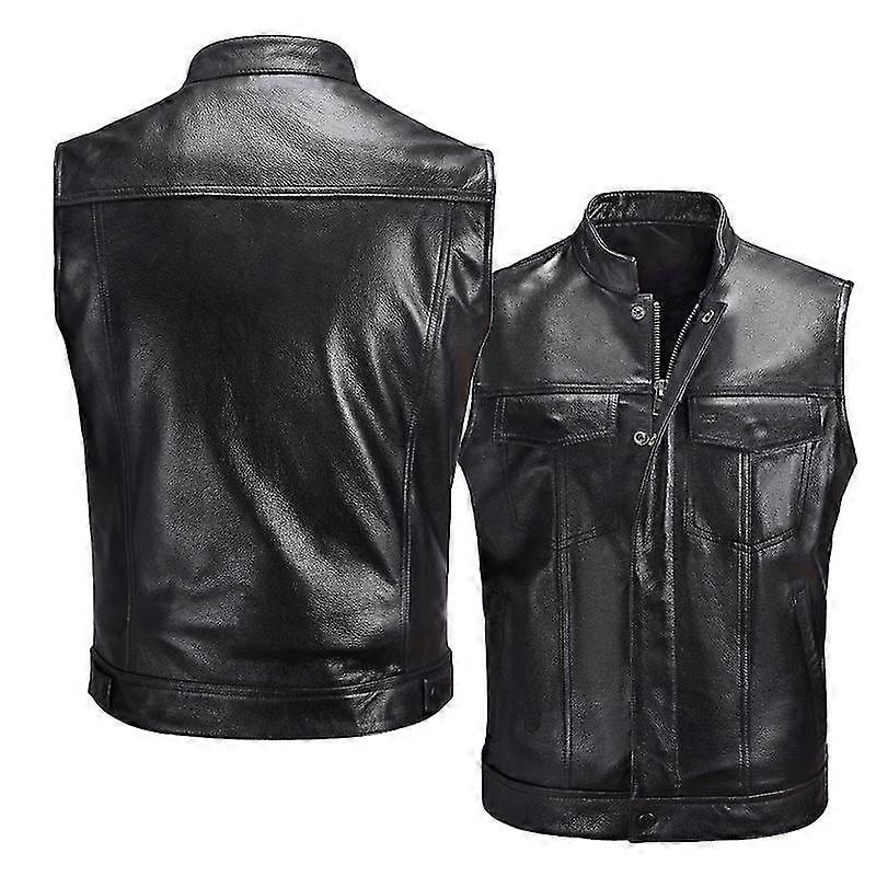 Motorcyclist Leather Vestblack1pcs