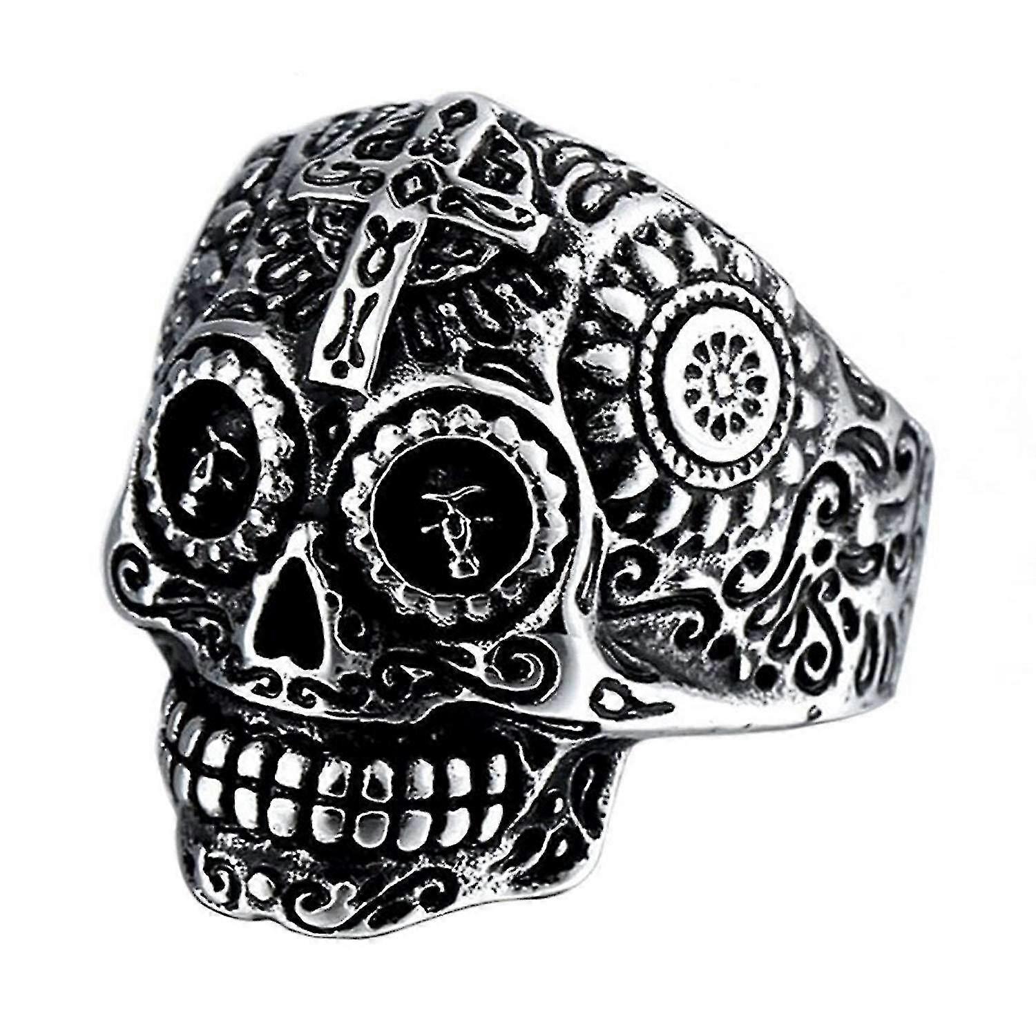 Retro Punk Cross Skull Ring Titanium Steel Finger Ring