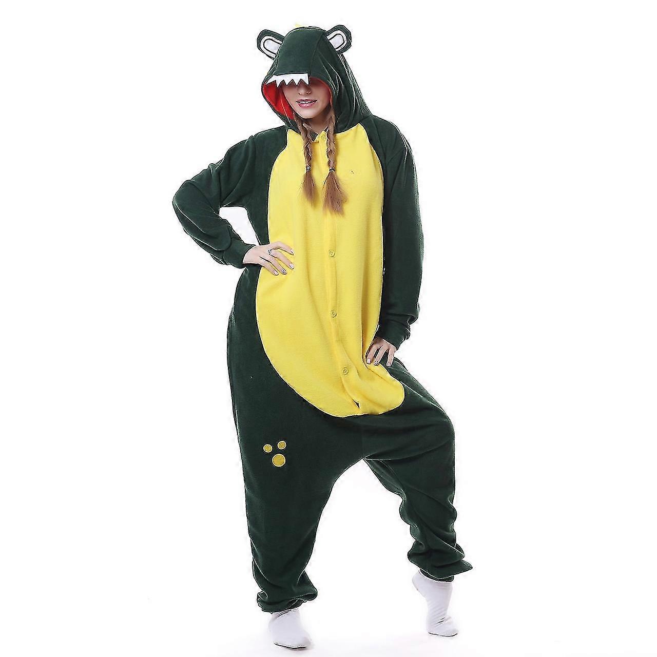 חורף קריקטורה Kigurumi חיה מבוגרים onesies נשים פיג'מה פיג'מה תחפושות סרבל קוספליי ליל כל הקדושים חג המולד מתנה-תנין