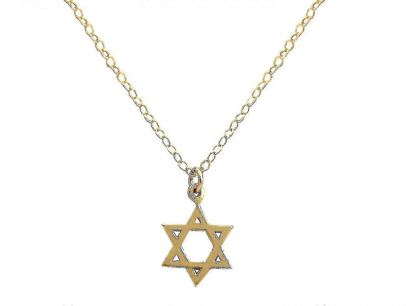 Collar Estrella De David, Estrella De David, Plata Chapada en Oro 13mm