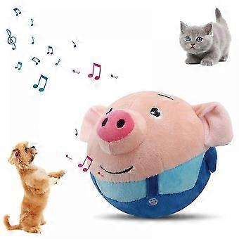 Pet Plush Toy, 2024 New Interactive Dog Toys Talking Squeaky Moving Ball Toy, Washable Cartoon Pig Plush Sound Electronic Dog Toy, Cute Shake Bounce T