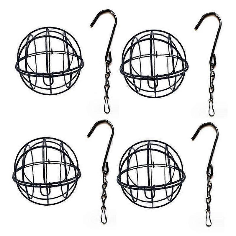 4stk chit kugleholder, fuglefoder, metal hængende fuglefoder, fedt kugleholder til hængning, fuglefoder til vilde fugle