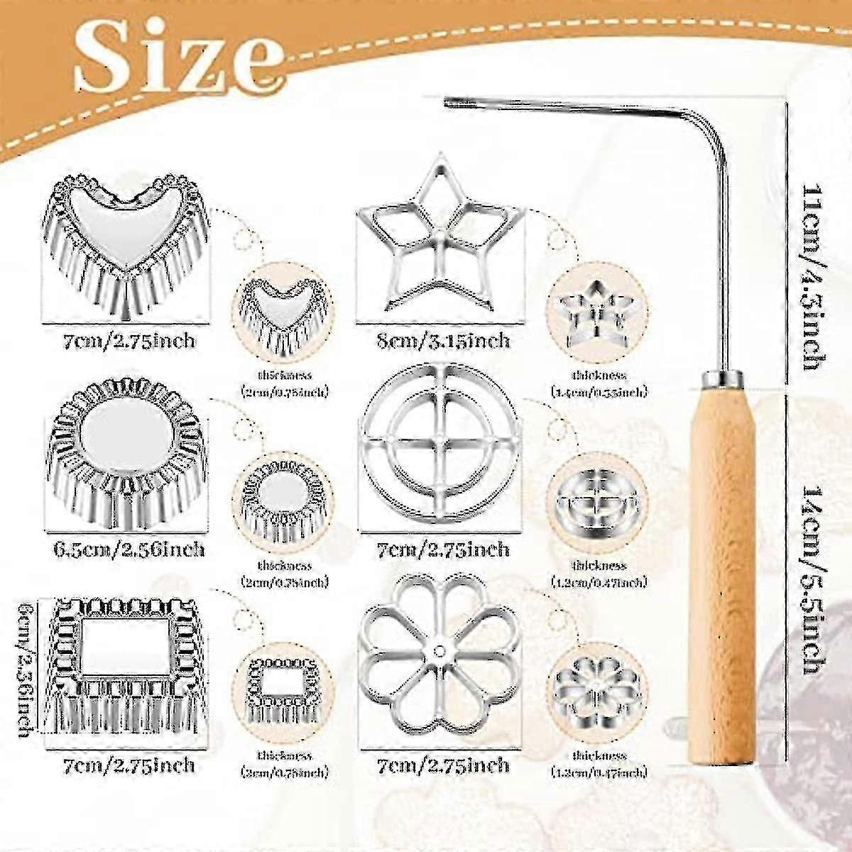 7pcsロゼットティンバレアイアンセット、ハンドル付きブニュエラメキシコのブヌエロペストリーメーカーカッターロゼットクッキー型 - JA