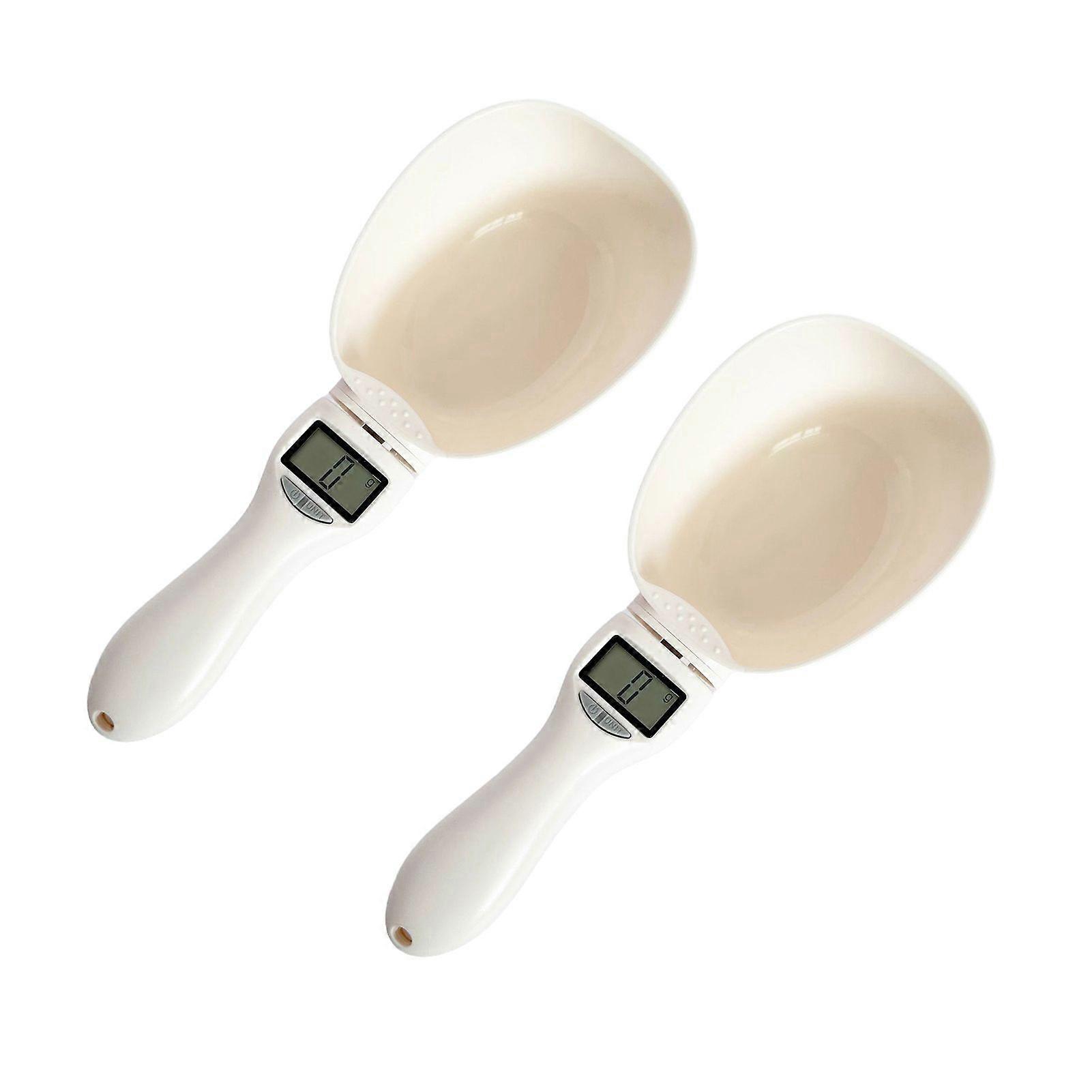 2Pcs Food Measuring Spoon Scale 800g / 0.1g High Precision LCD Display 5 Units Replaceable Spoon for Pet Food Cooking Baking