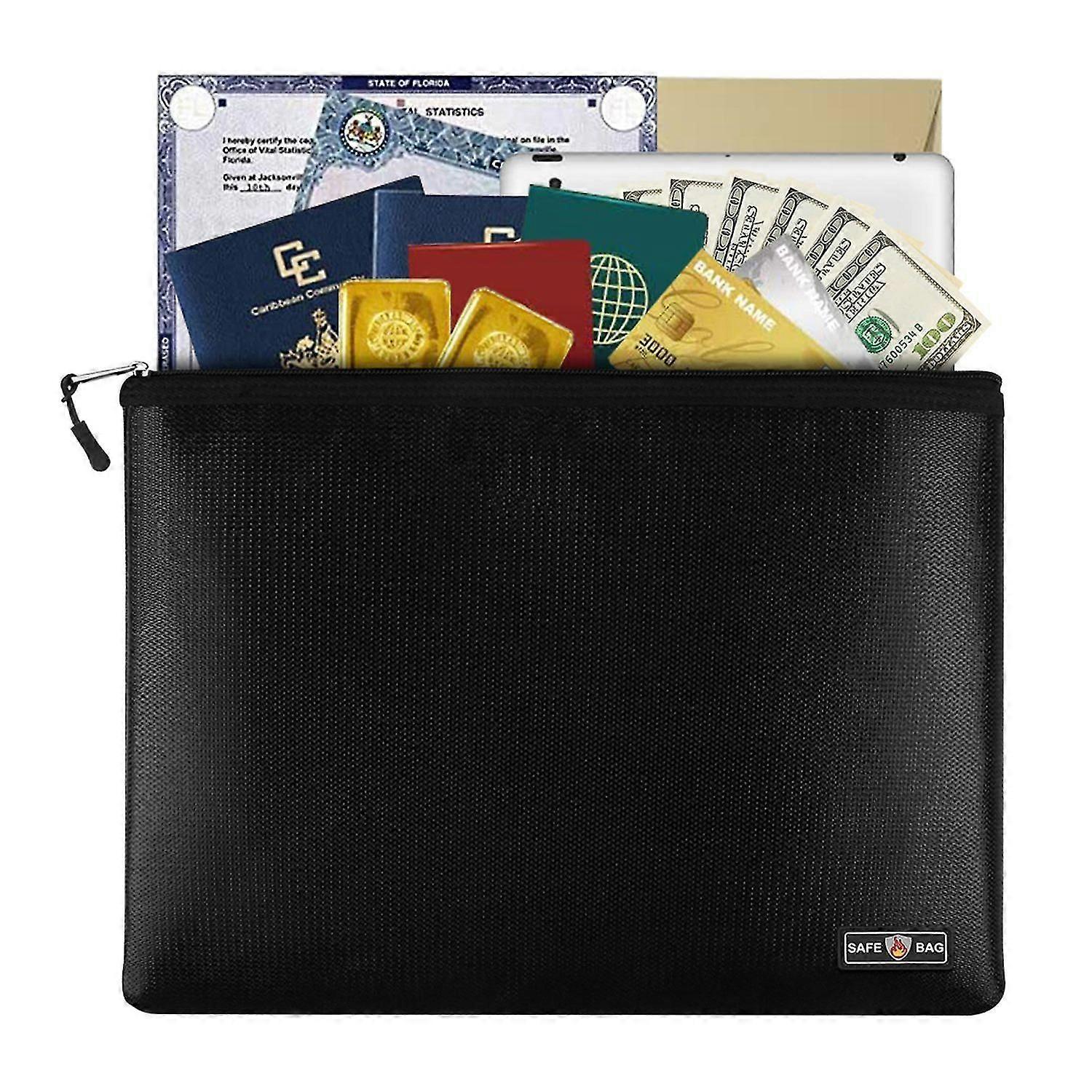 Fireproof Document Bag Fireproof And Waterproof File Folder Money Bag Safe Storage Pouch Holder Orga