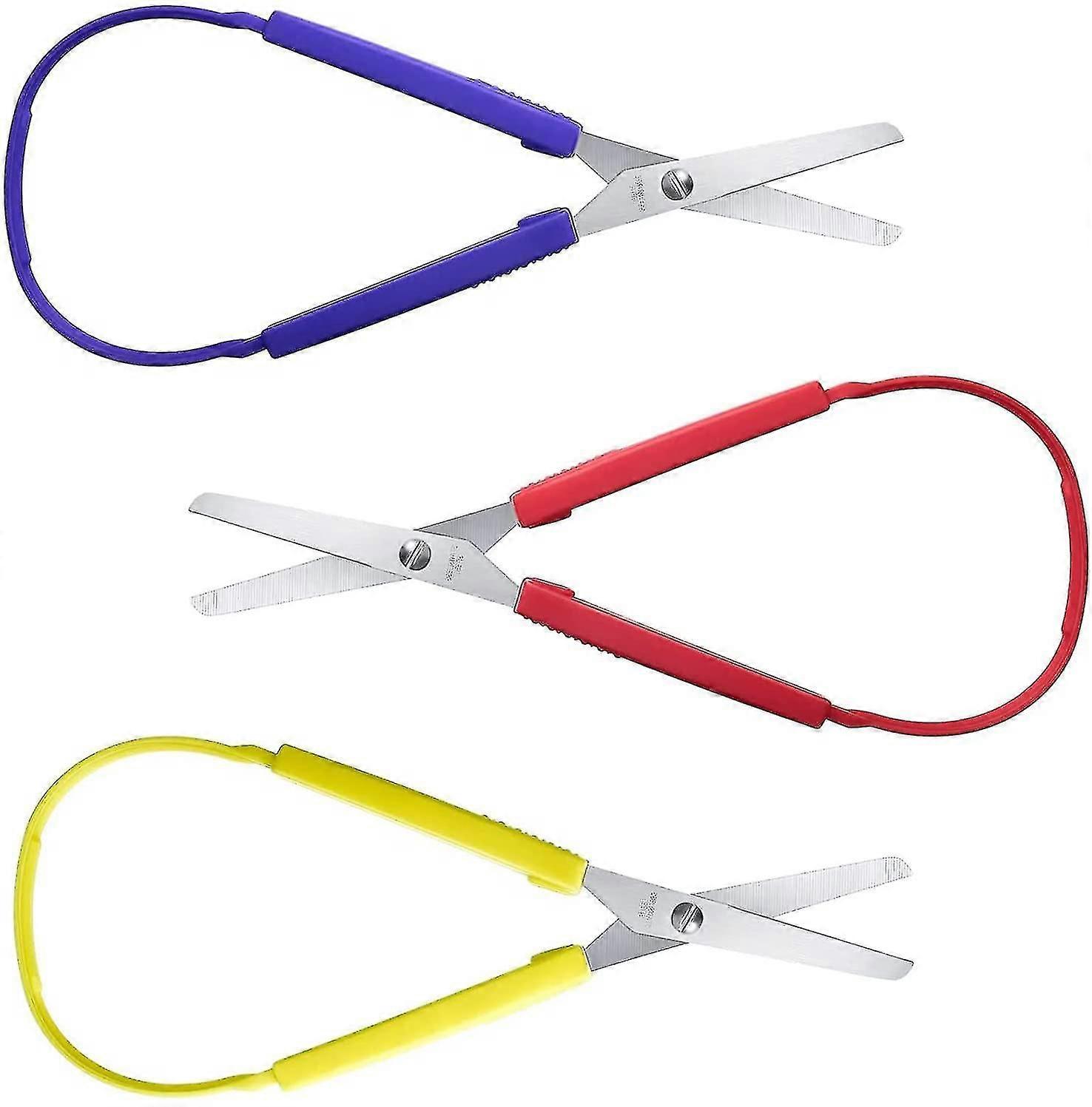 Pack Of 3 Loop Scissors Self-opening Afety Scissors For Children And Adults