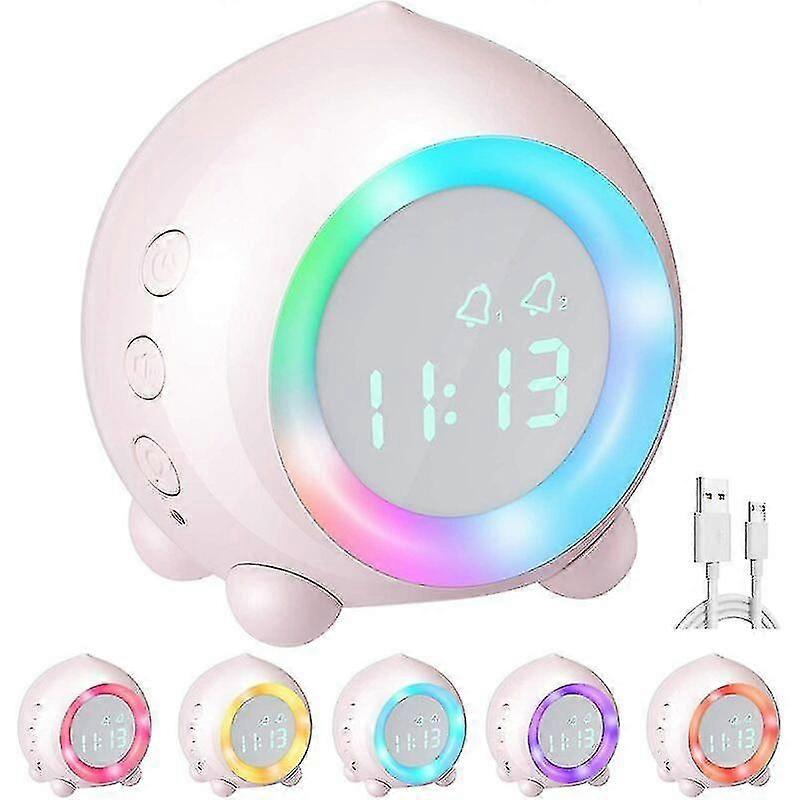 Children's Alarm Clock, Usb Charge Digital Led Light Up, Night Light