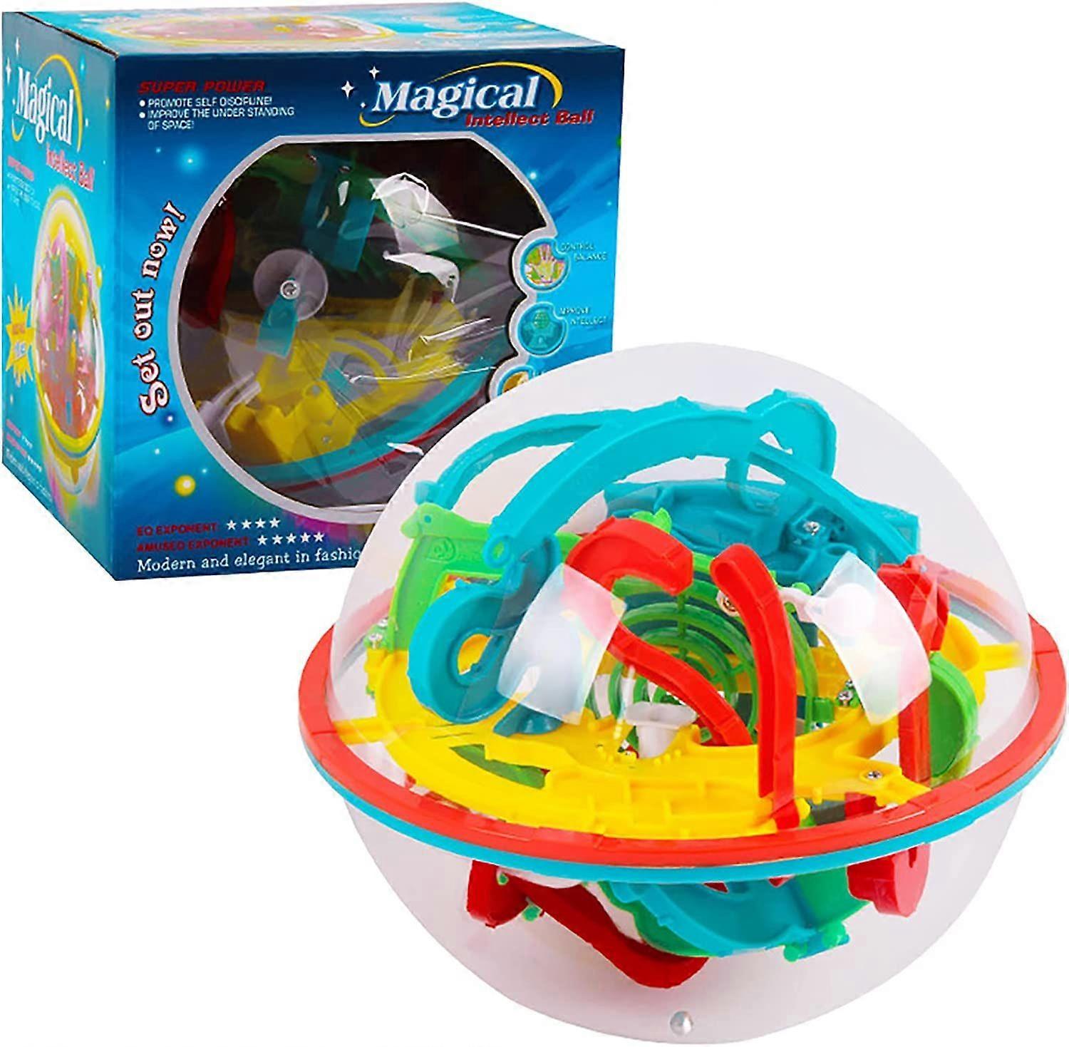 3D interactive maze ball game (16 centimeters, 6.3 inches), with 118 obstacles, maze puzzle ball, children's educational toy, magic brain sharp turn