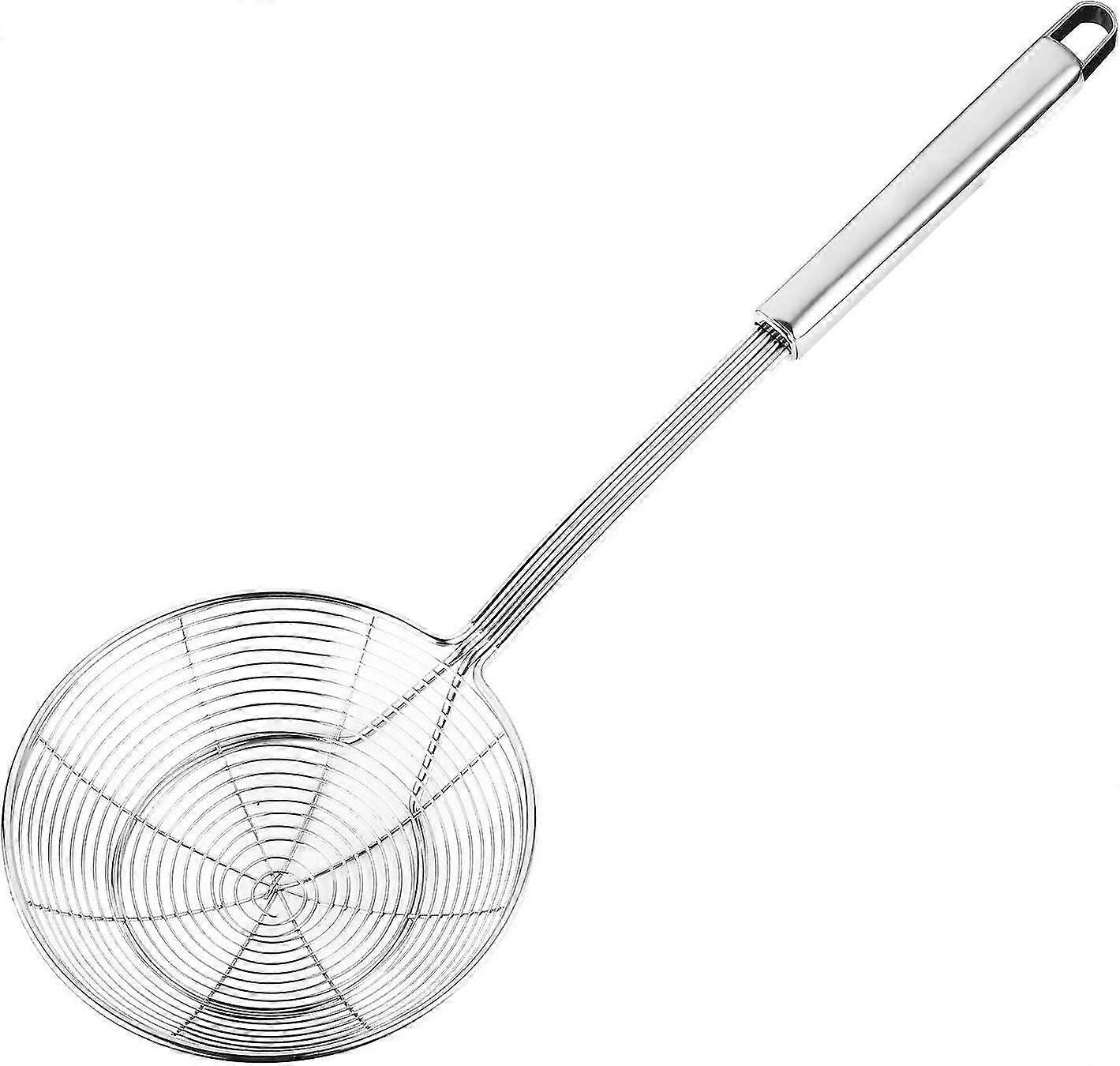 Solid Stainless Steel Spider Strainer Skimmer Ladle, Kitchen Utensils Wire Strainer Pasta Strainer Spoon,0232