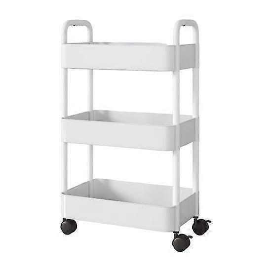 3 Tier Utility Rolling Cart Storage Holder Large Capacity Strong Load-bearing Detachable Storage Trolley Snack Cart with 4 Hooks
