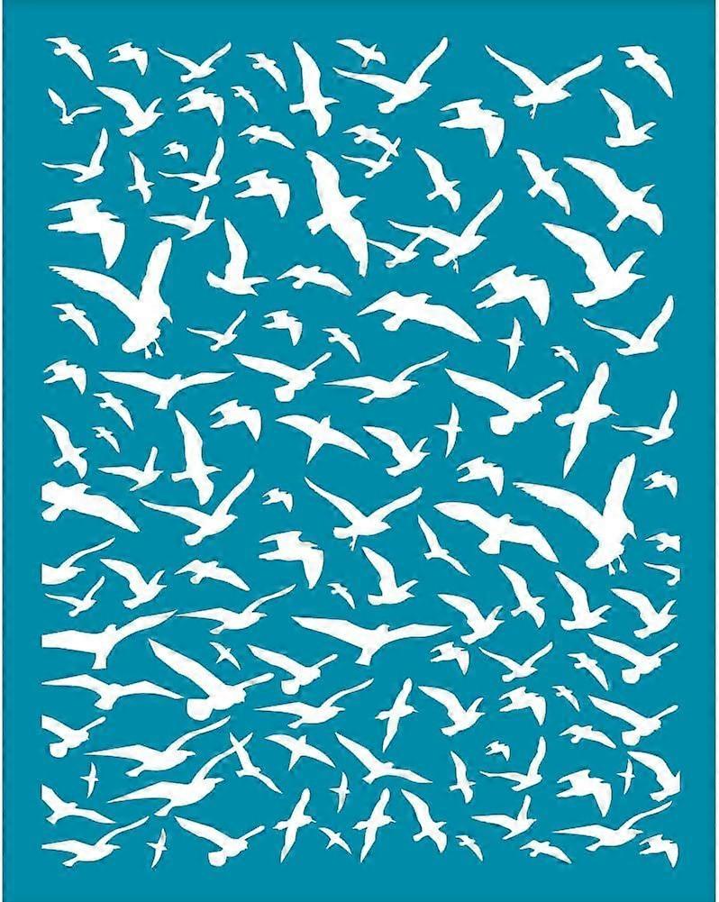 4x5 Inch Bird Clay Stencil Seagull Silk Screen for Polymer Clay Non-Adhesive Silk Screen Printing Stencils Sea Mew Mesh Transfer Stencils for Polymer