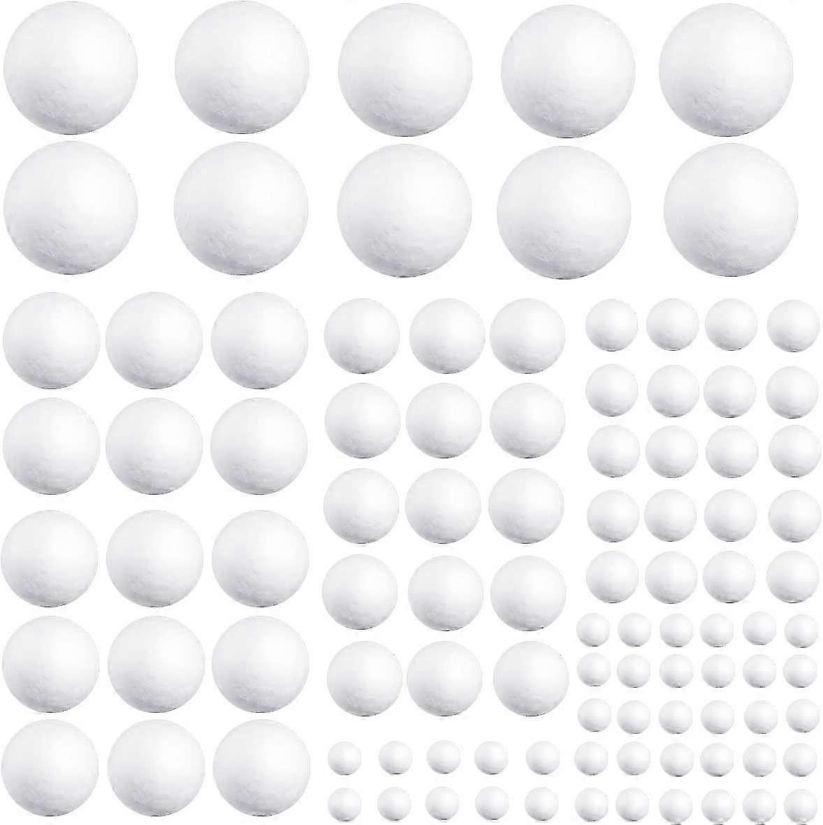 5 Sizes White Foam Balls Polystyrene Craft Balls Smooth Solid Sphere Styrofoam Art Decoration Foam Balls for DIY Art Craft, School Projects, Household