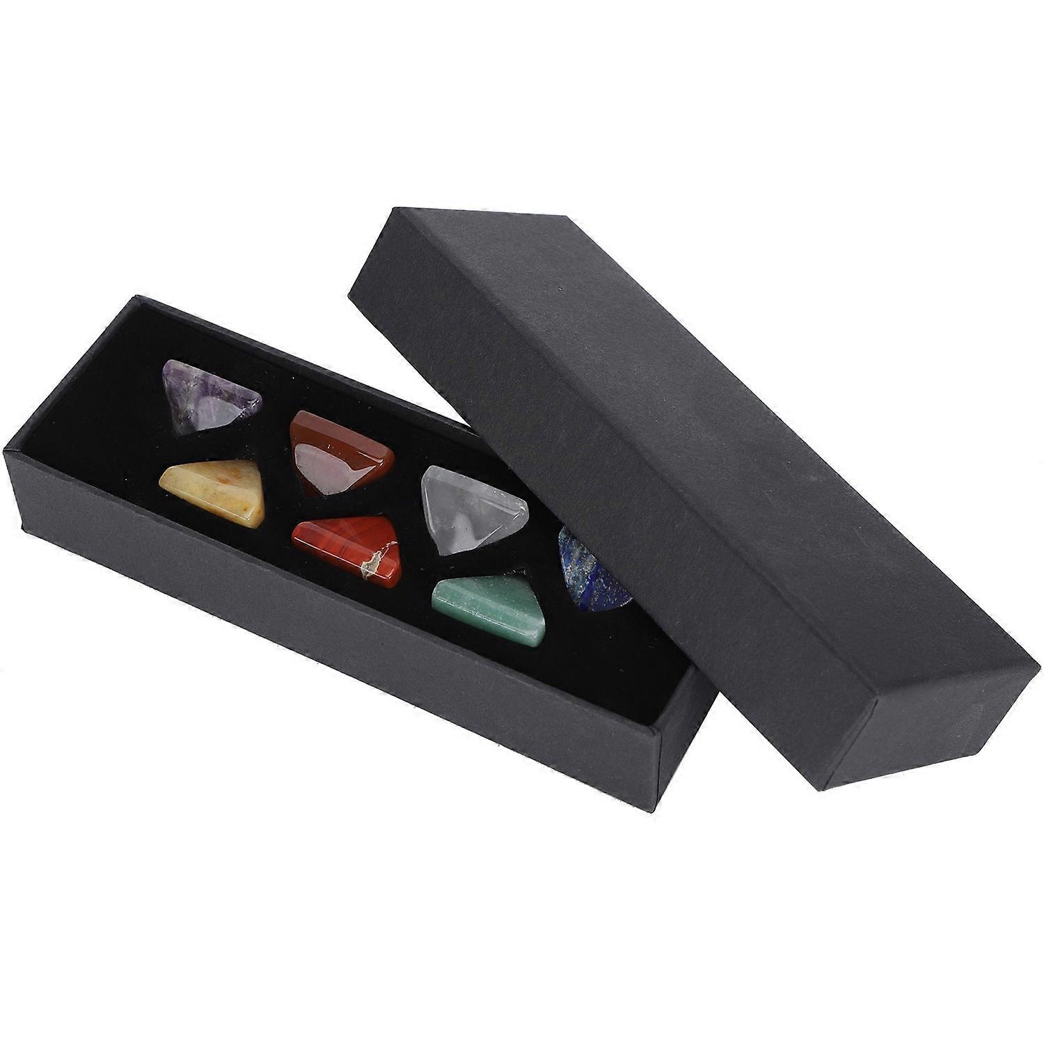 7 Chakra MultiStone Set Pyramid Color Natural Stone Gemstones Ornaments with Gift Box