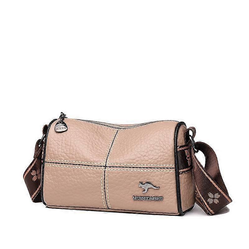 Leather Bag Women's Bag Simple Fashion Wide Shoulder Strap Single Shoulder Crossbody Bag Head Layer Cowhide