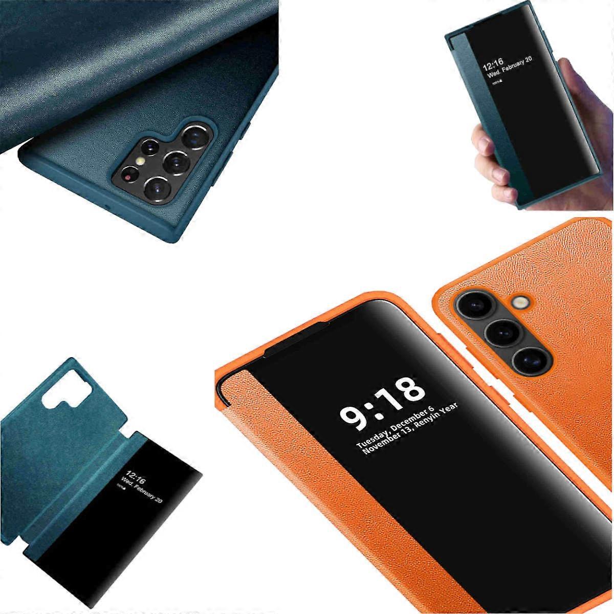 For Samsung Galaxy S24 Plus View Mirror Smart Cover Wake UP Orange