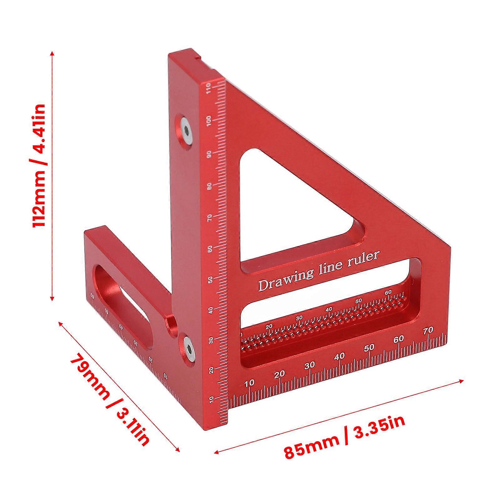 3D 45/90 Degree Aluminum Alloy Multi-Angle Measuring Ruler Protractor Triangle Ruler for Woodworking
