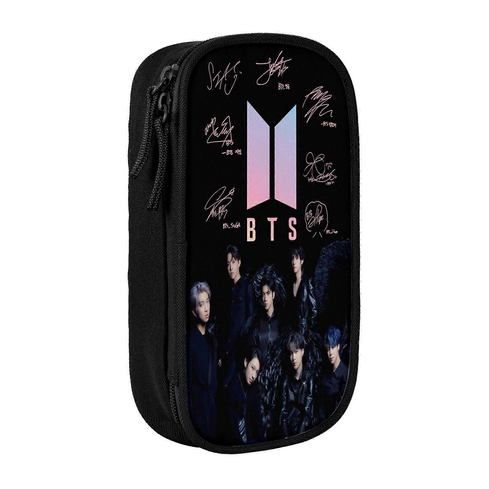 i787 BTS مقلمة أحب نفسك سعة كبيرة قلاب حالة مزدوجة سحابات جولة حول العالم Jimin Suga V Jungkook RM حقيبة قلم مكتب حقيبة قرطاسية مستحضرات التجميل B