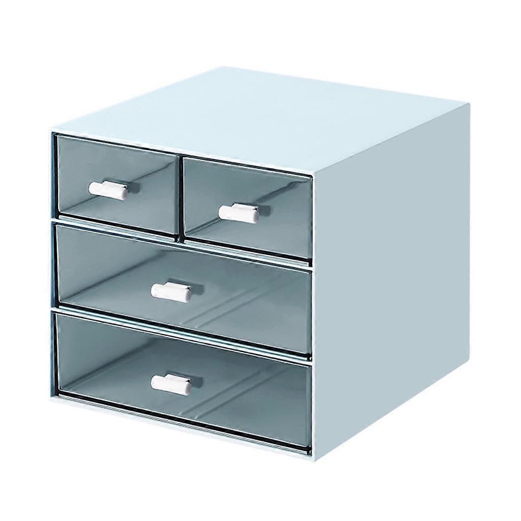 Desk Organizer with 4 Drawers Desktop Plastic Storage Box Home Office School Stationery Container Sundries Holder  Blue
