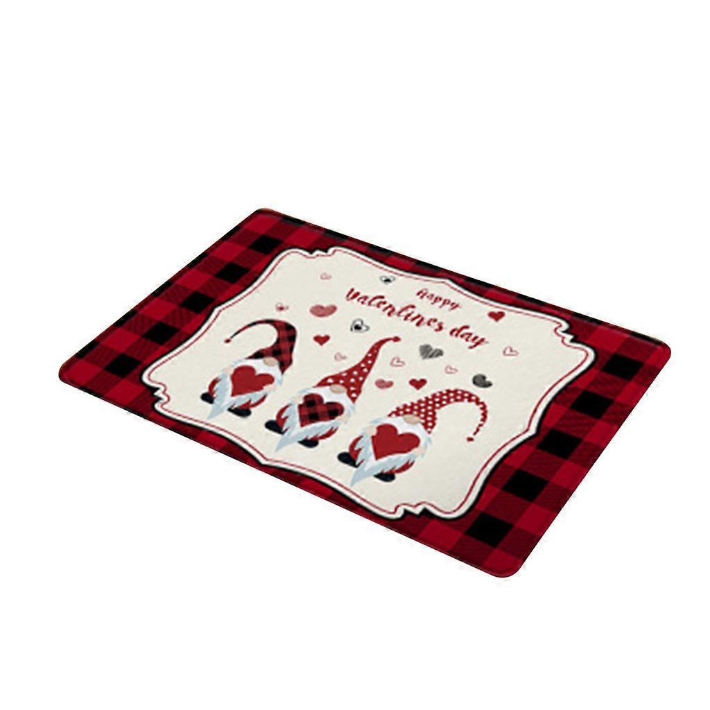 Valentine's Day Love Theme Faceless for Doll Printing Doormat Rectangular Floor Mat Non-Slip Rug Carpet for Bathroom Kit